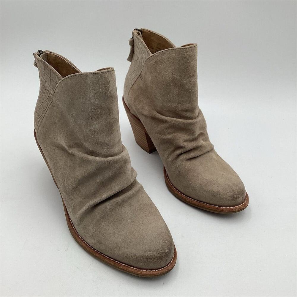 Söfft Tayton II Women's Beige Ankle Booties Size 6.5 Ruched Croc Trim - Picture 8 of 11